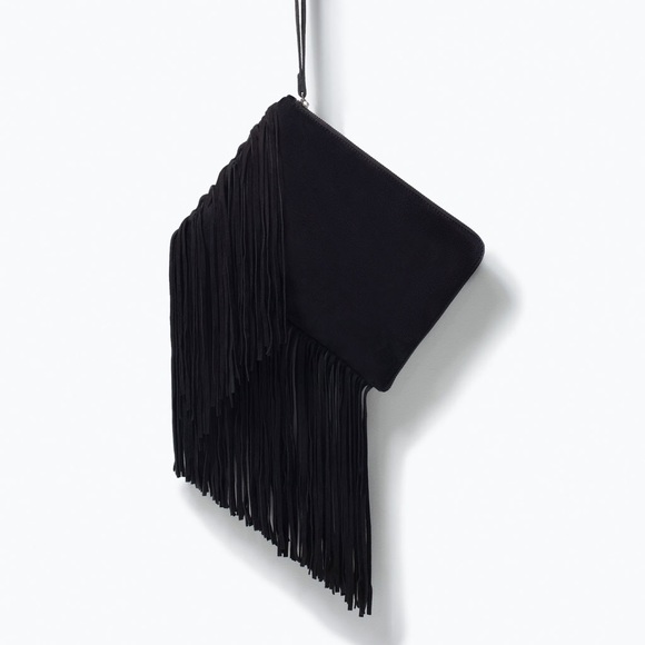 zara leather clutch with fringes - Picture 1 of 4